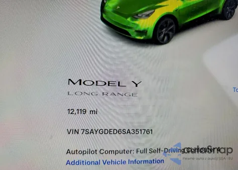 2025 Tesla Model Y z USA, uszkodzony, nr VIN 7SAYGDED6SA351761